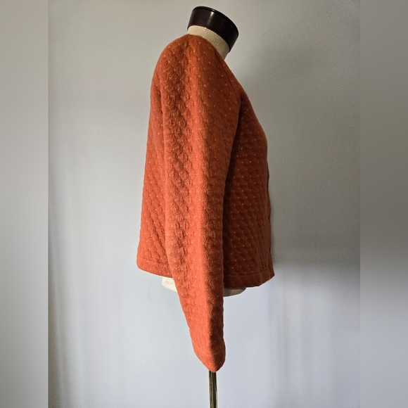 CYRILLUS Paris Rusted Orange Quilted Cotton Sweater Jacket. Size M - Picture 3 of 12